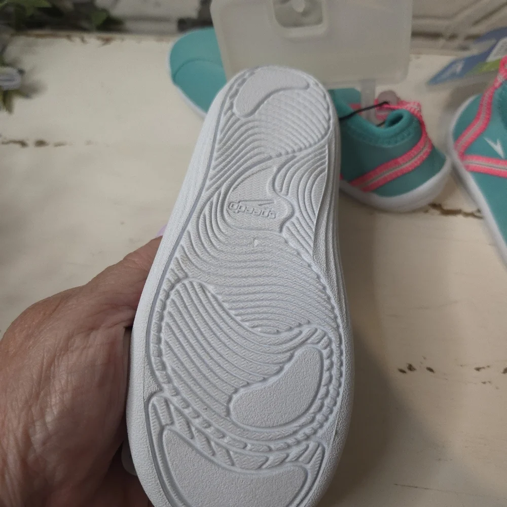 Speedo Toddler Girls' Mary Jane -Water Shoes- Turquoise/Aqua and Pink Size L NWT